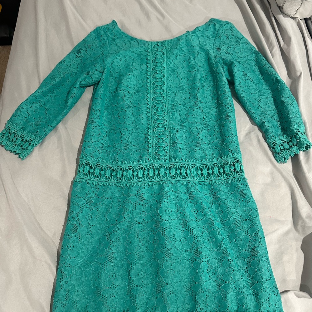 Elegant Teal Lace Dress